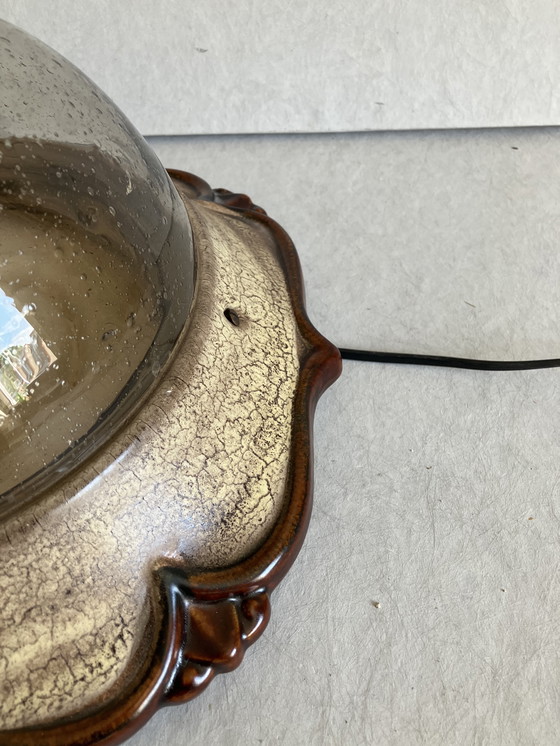 Image 1 of Pan Leuchten Vintage Fatlava Wandlamp Keramiek en Bubbelglas