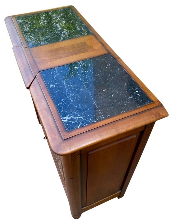 Image 1 of Small antique cherry wood entryway sideboard