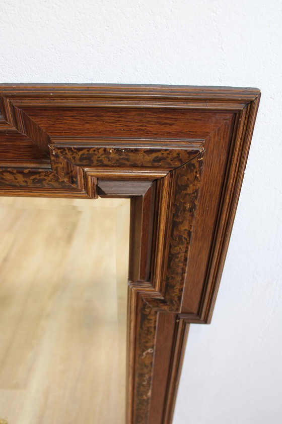 Image 1 of Grand miroir ancien encadré de bois. Miroir vintage sur pied.