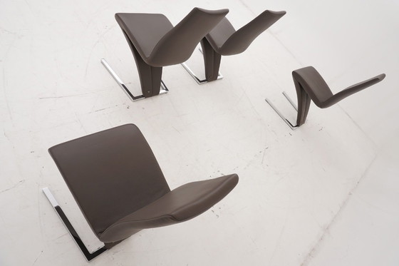 Image 1 of Rolf Benz 7800 Leder braun 4 Stühle Stuhl Stühle Freischwinger Klassiker