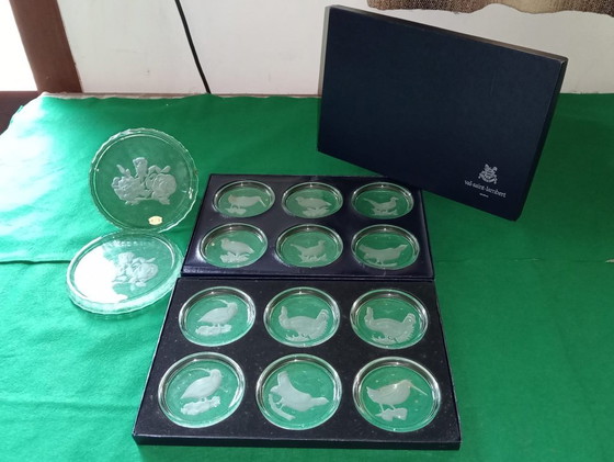 Image 1 of Val st.-Lambert : 12x Aktionsglas + 12 x Untersetzer + 2 Flaschenuntersetzer