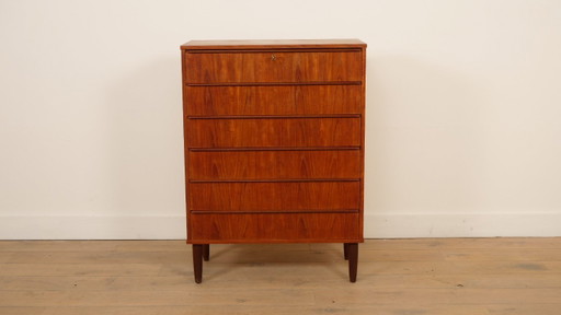 Vintage Deense ladekast | Teak | 6 lades | 106 cm