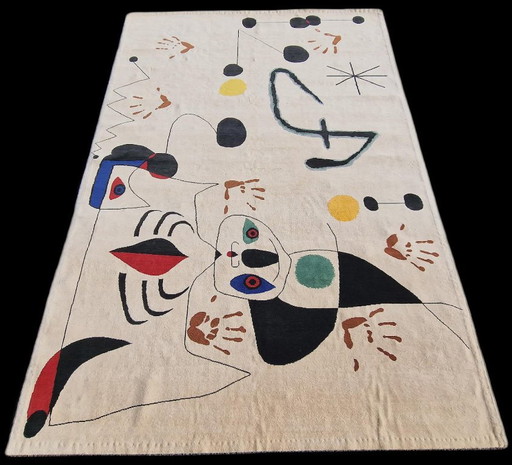 Joan Miró Frau in der Nacht Teppich – Handgeknüpft aus Seide und Wolle auf Baumwolle (200x300cm) (photo 2 of 10)