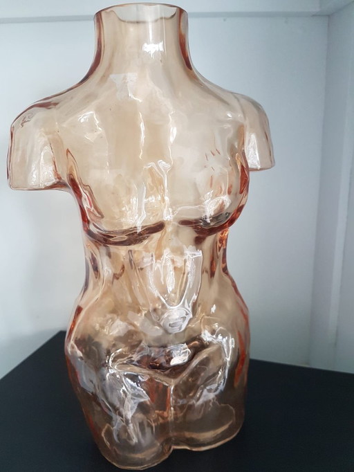 Buste de femme en verre coloré (lourd). Vase/ Buste d'art