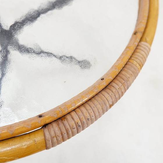 Image 1 of Table d'appoint Mid-Century en bambou, métal et verre - Pays-Bas, années 1960