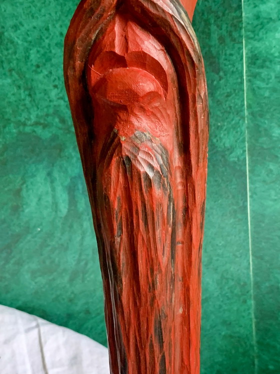 Zeldzame originele polychrome houten totemsculptuur – Jean Pons (1913-2005) – School van Parijs (photo 11 of 15)
