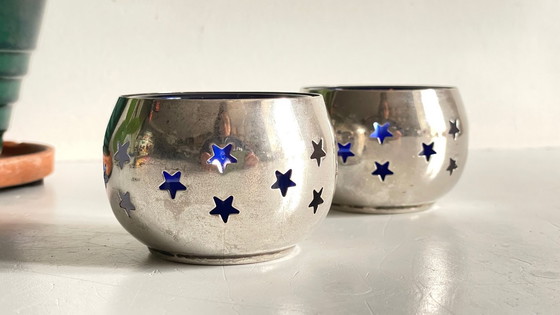 Image 1 of PHOTOPHORES Métal Argenté et Etoiles