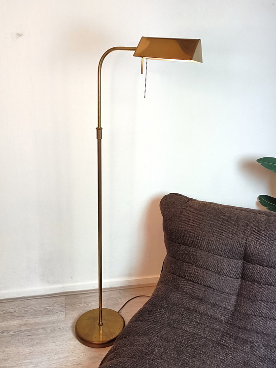 Image 1 of Vintage messing leeslamp vloerlamp goudkleurig 