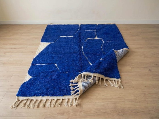 Image 1 of Handmade Moroccan Beni Ouraine Atlas Rug, 150/250 cm, Blue Pattern