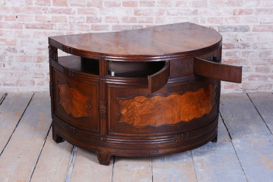 Restored Cubistic Writing Desk, Oak, Walnut, Revived Polish, Czech, 1910s – Metal, Wood (photo 9 of 21)