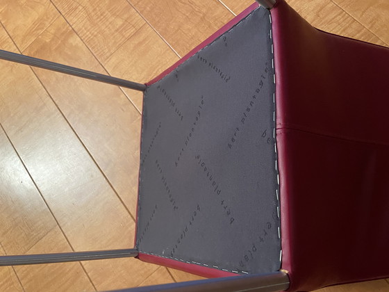 Image 1 of 6 Bert Plantagie leren eetkamerstoelen bordeauxrood