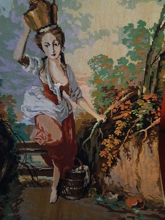 Image 1 of Tapisserie murale brodée / La laitière