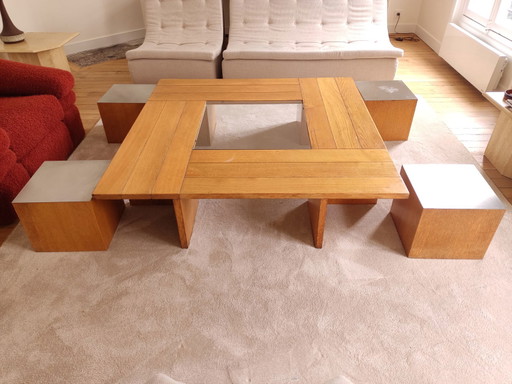 Tecno Couchtisch & 4 Hocker