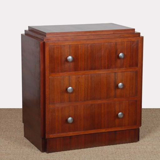 Commode Art déco en noyer, travail français, circa 1930-1940