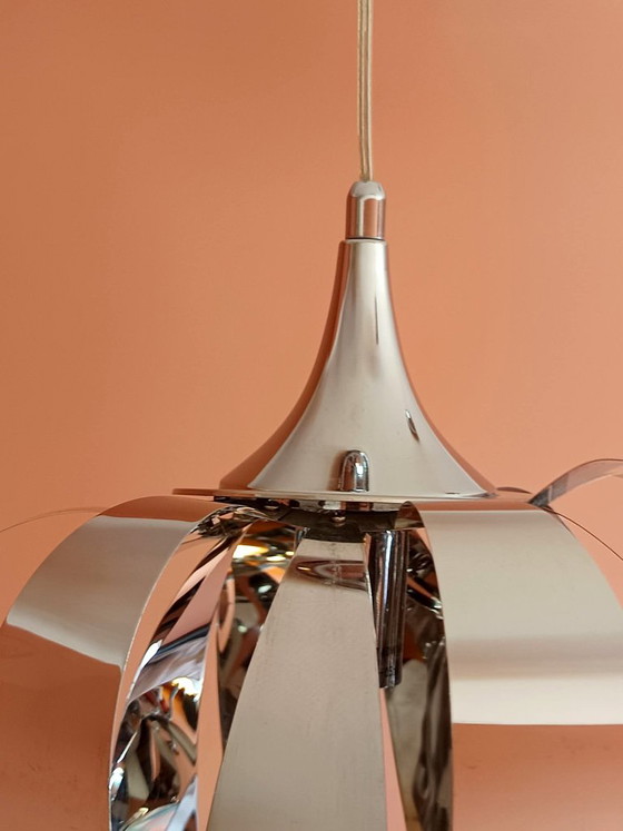 2x Pendelleuchten aus verchromtem Metall im Space-Age-Stil (photo 5 of 10)