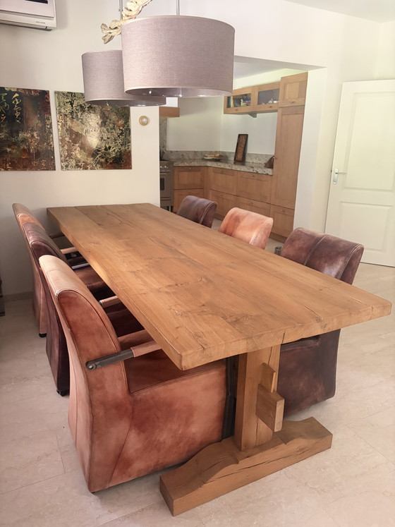 Super cool (like new) oak dining table with 8 chairs!! – Wood (photo 3 of 15)