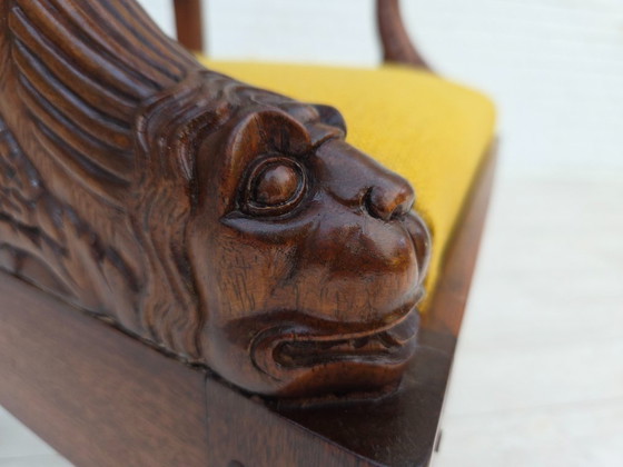 Image 1 of 1920-30er Jahre, Sessel aus geschnitztem Holz, Entwurf nach Georges Jacob, neu gepolstert.