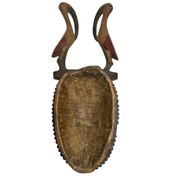 Máscara Baule Antigua de Madera de 51 cm con Pájaro Doble | Arte Mural Exclusivo | Costa de Marfil (photo 4 of 5)