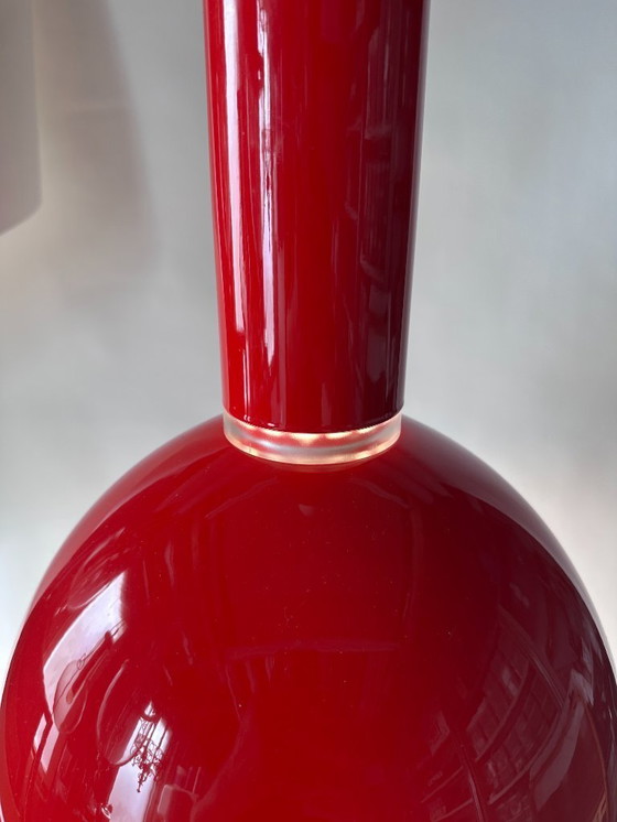 Image 1 of Vintage Joakim Fihn voor Belid – Set van 2 “Hero” pendellampen T1048 – rood gelakt metaal