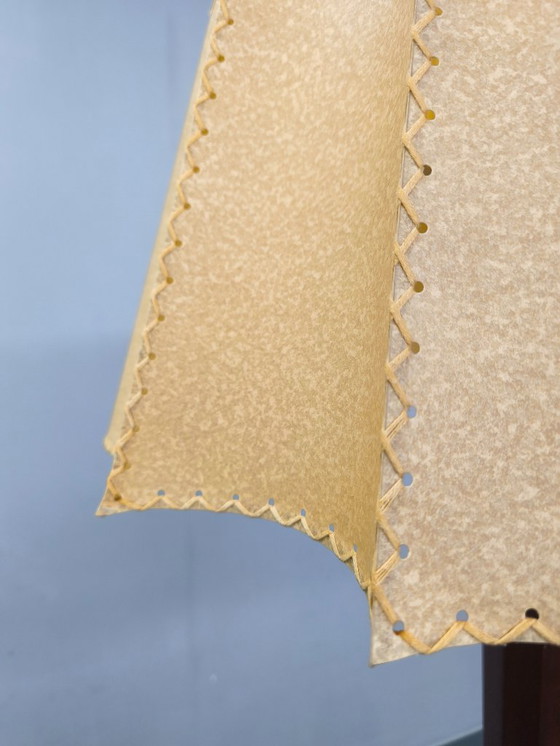 Image 1 of Lampadaire Art Déco italien avec table d'appoint, bois et métal, années 1940