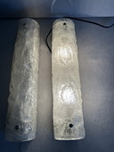 Vintage set of ice glass wall lamps 1960s, ice glass lamps