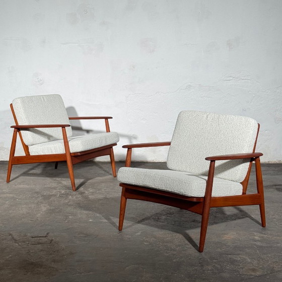 John Bone Teakhouten loungeset met twee fauteuils, volledig gerenoveerd. – 3-5 zitsbanken, Textile (photo 8 of 21)