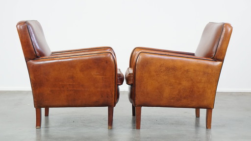 2 X Armchair Made Of Sheepskin