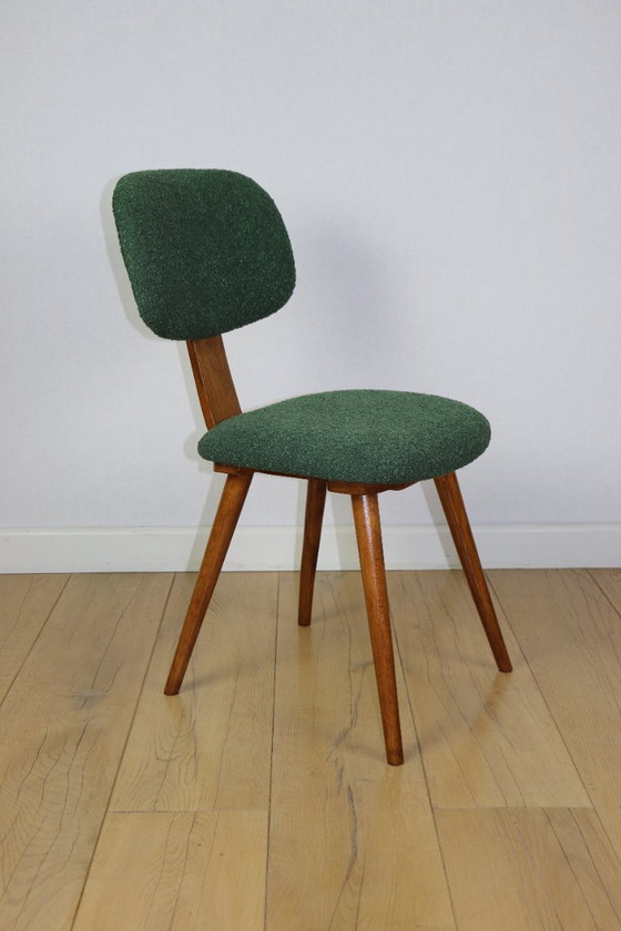 Image 1 of Vintage chair with green boucle backrest like Skoczek - set of 2 chairs
