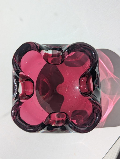  Vintage ashtray/pocket ashtray - Murano Sommerso violet/ burgundy glass - attributed to Flavio Poli for Seguso - Italy - Years