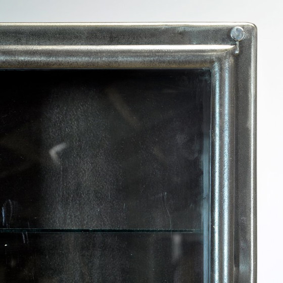 Polished iron medical cabinet, 1950s, kovona, Display cabinets, Metal, Glass, Black, Vintage (photo 10 of 13)