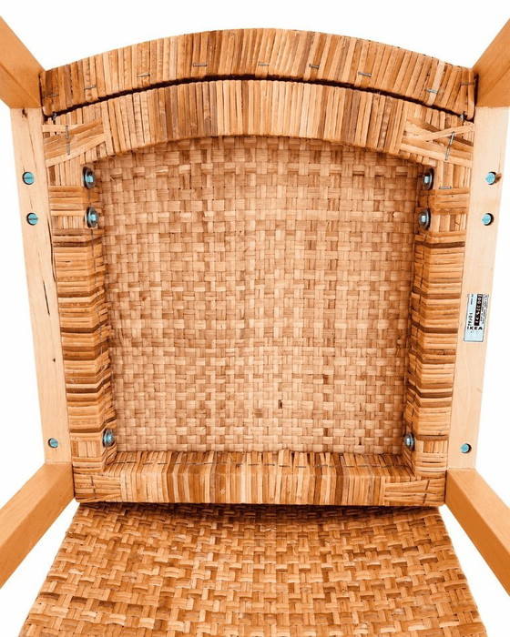 Image 1 of Juego de 4 sillas de comedor de ratán IKEA BROR