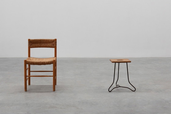 Image 1 of Sgabello industriale modernista in ferro e doghe di quercia, Francia, ca. 1910