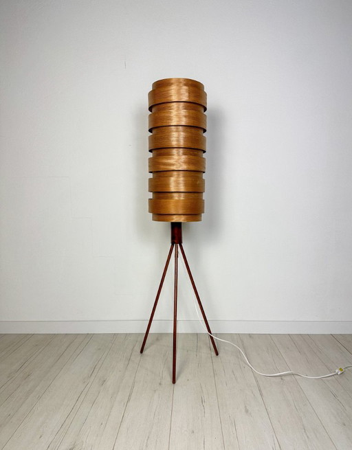 Jaren '60 Vintage Deense Gebogen Teak Vloerlamp