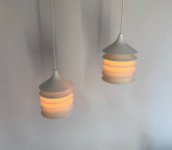 Image 1 of 2x Vintage IKEA lamp: witte Duett T202, Bent Gantzel Boysen