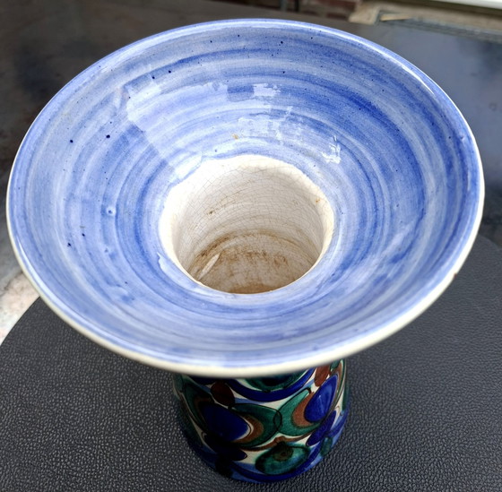 Autentico Makkum/Tichelaar - vaso a tromba policromo dipinto a mano - ca. 1960 – Vasi, Ceramica (photo 3 of 5)