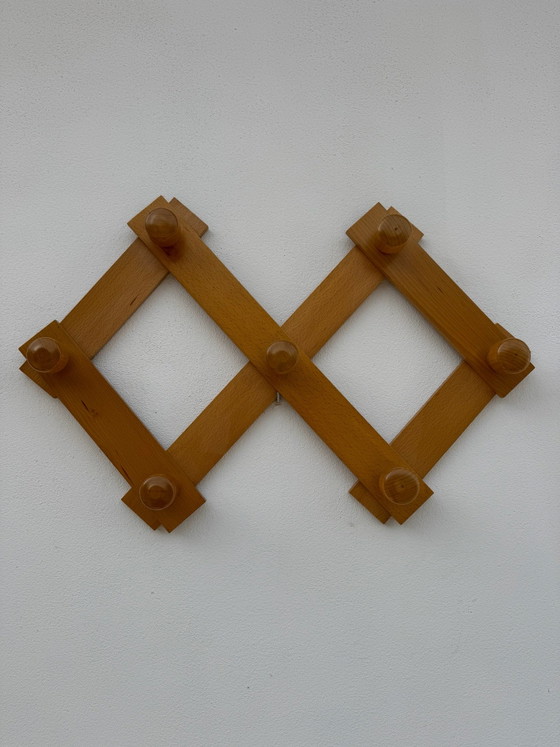Appendiabiti vintage a fisarmonica da parete, Legno, Dorato (foto 15 di 15)