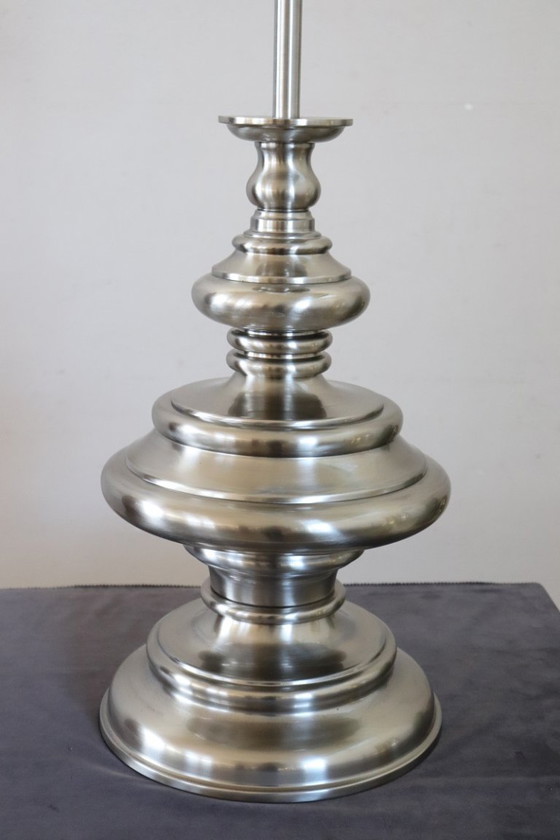 Image 1 of Large Table Lamp in Satin-Chrome Steel by Goffredo Reggiani, Italy 1970s