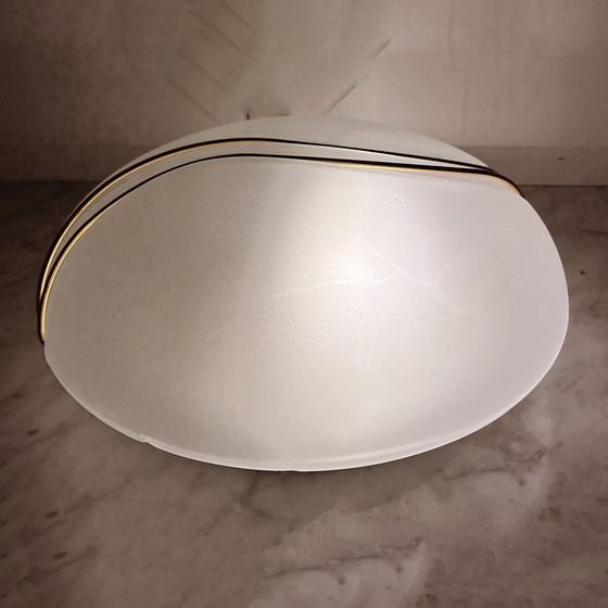 Image 1 of Hollywood Regency Metall-Lux-Glas-Deckenleuchte Italien 1980er Jahre