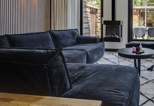 Zitmaxx living corner sofa and hocker Candy black velvet