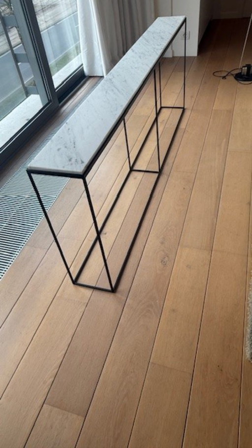 Console gietijzer zwart met marmeren blad 