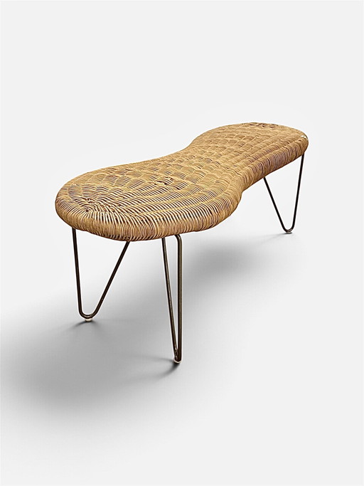 Vintage IKEA „Peanut“ Rattanbank, Schweden 1990.
