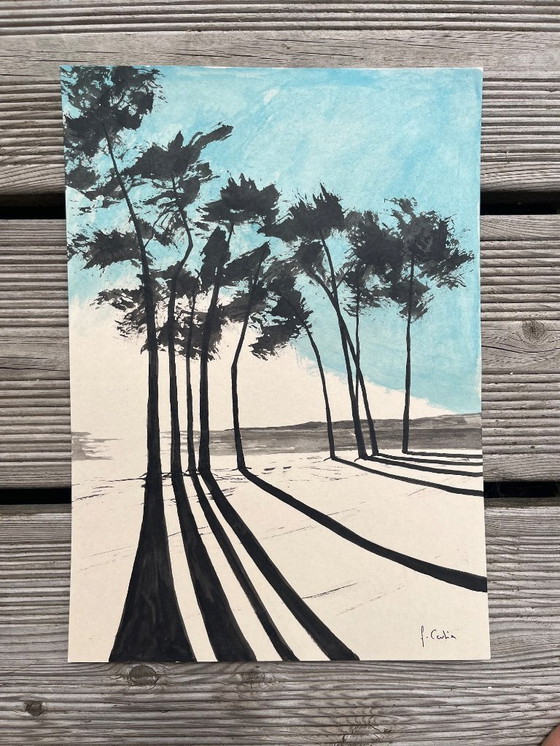 Image 1 of Chinesische Tinte auf 250g Naturpapier. Thema: CAP Coz. Format 30x21 cm.