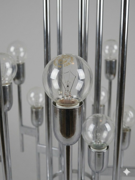 Lampadario cromato di Gaetano Sciolari, Italia, anni '60