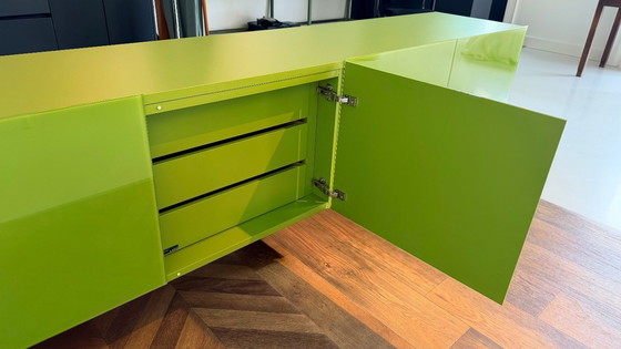 Image 1 of Lago ‘Amplia’ designer wall cabinet – floating sideboard in olive green