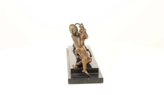 Image 1 of BRONZE STATUE OF AN AMAZON WITH ANTILOPE