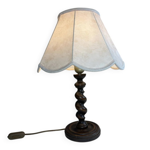 Turned wooden lamp