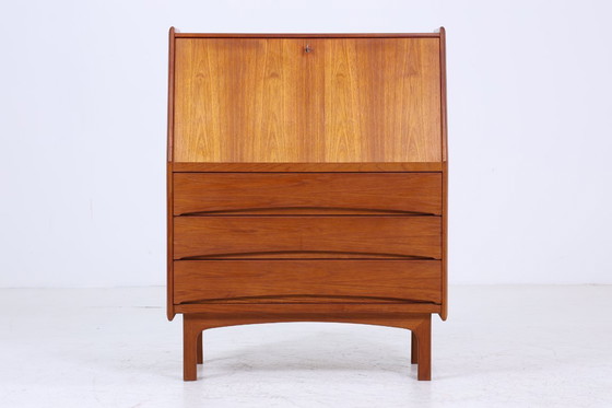 Image 1 of Secrétaire vintage en teck de Bernhard Pedersen & Søn années 60 | Mid Century Bureau Armoire Rétro Bois Rangement #06-13