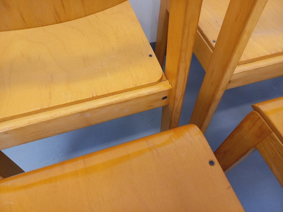 Image 1 of Set of 6 minimalist vintage beechwood chairs from the 70s and 80s