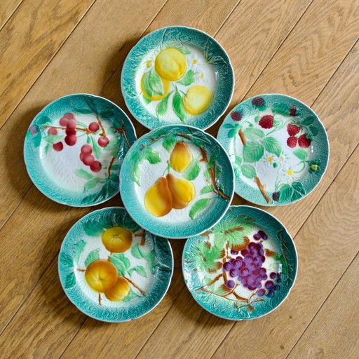 1922 KG Lunéville Badonviller Barbotine Fruit Plates