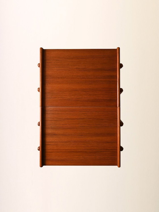 Image 1 of Paar vintage Scandinavische teakhouten nachtkastjes met verborgen lade